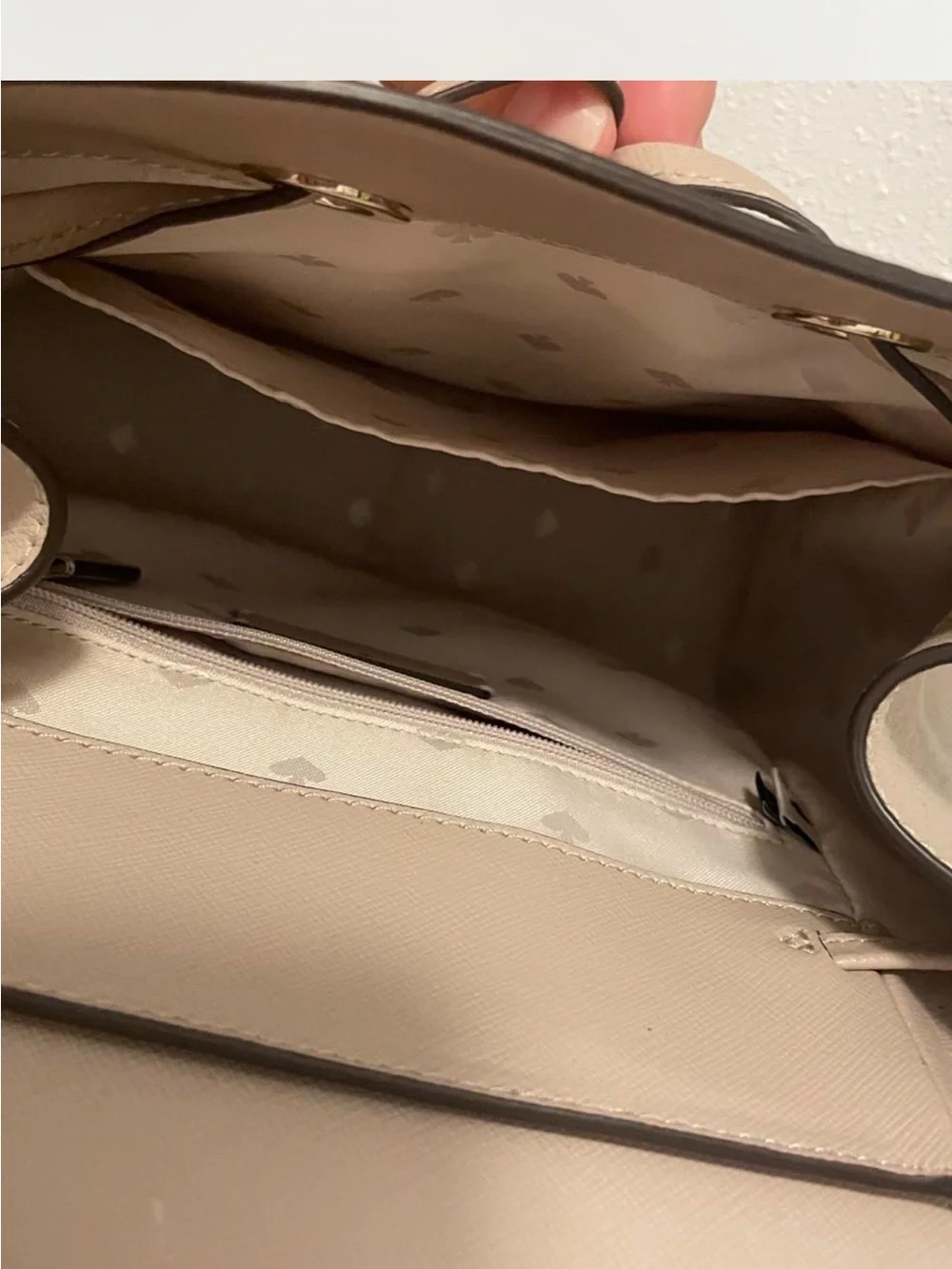 kate spade beige leather flap backpack